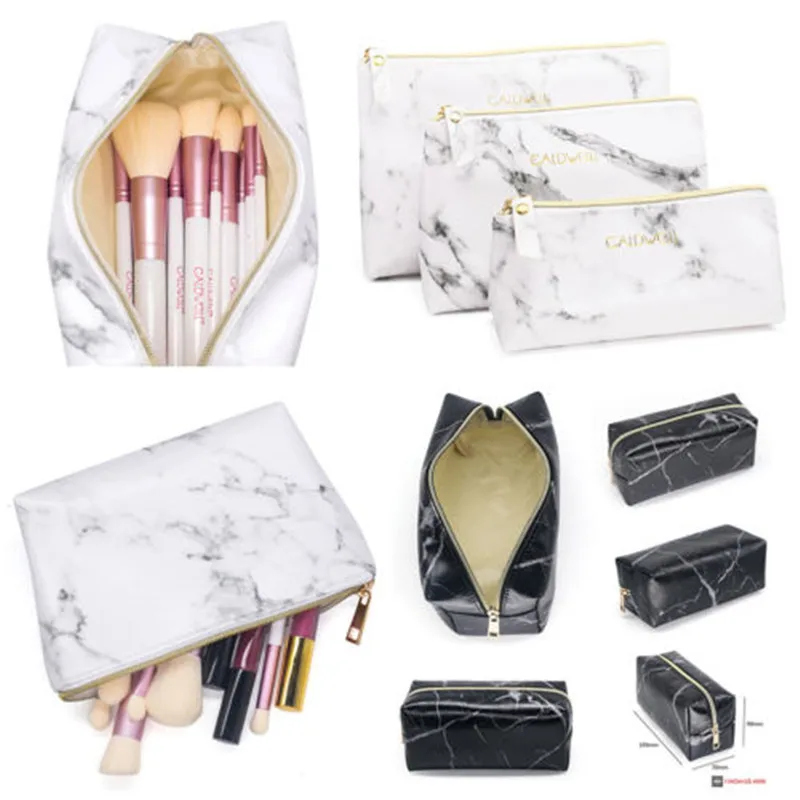 الرخام خطوط متعددة وظيفة محفظة مربع سفر ماكياج التجميل حقيبة أدوات الزينة مقلمة