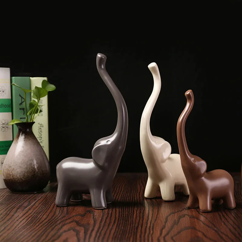 

3Pcs Family Gift Modern Ceramic Elephant Model Figurines Wedding Gift Creativity Handwork Decor Miniatures Craft Christmas Gifts