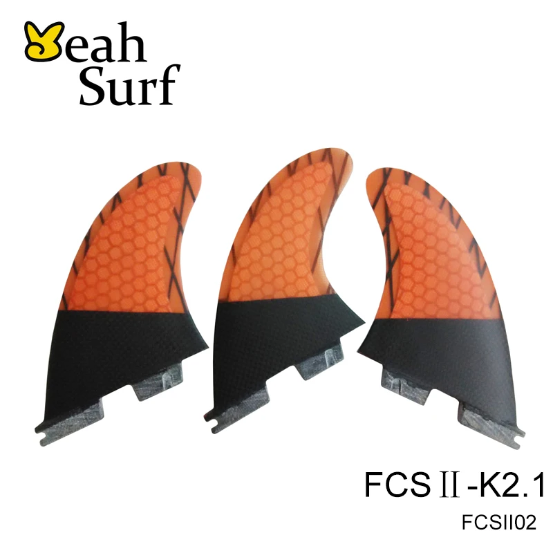 ФОТО FCSII Fins Orange Fibreglass Fins New Design Surfboard FCS2 K2.1 Fins fcs ii Carbon Quilhas