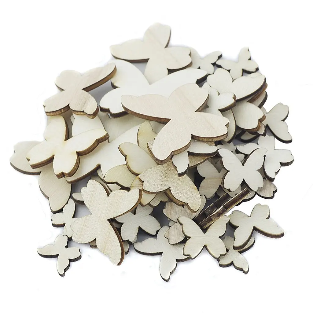 

50pcs DIY Set Butterfly Wood Scrapbooking Decoration Embellishment Scrapbook