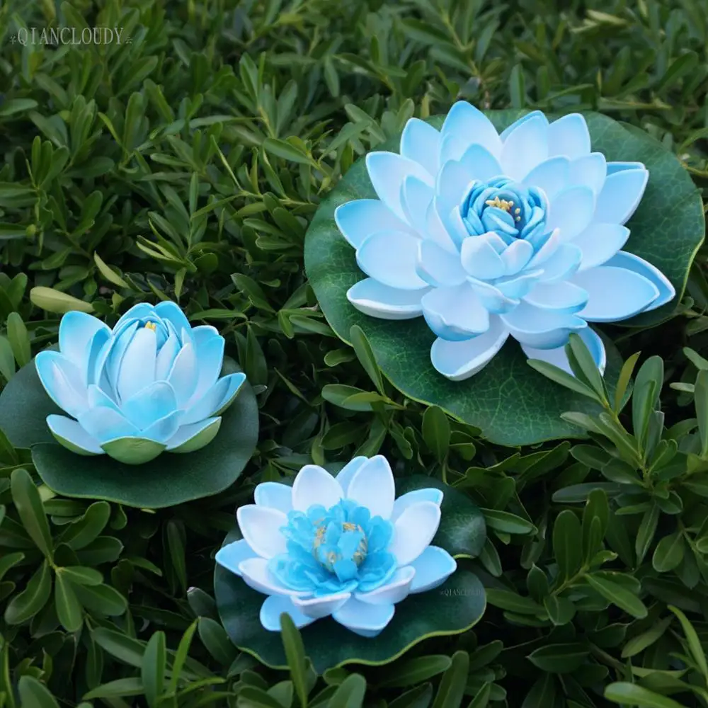 6pcs Artificielle Fausse Lotus Nénuphar flottant Fleur Piscine Jardin Plante Ornement 