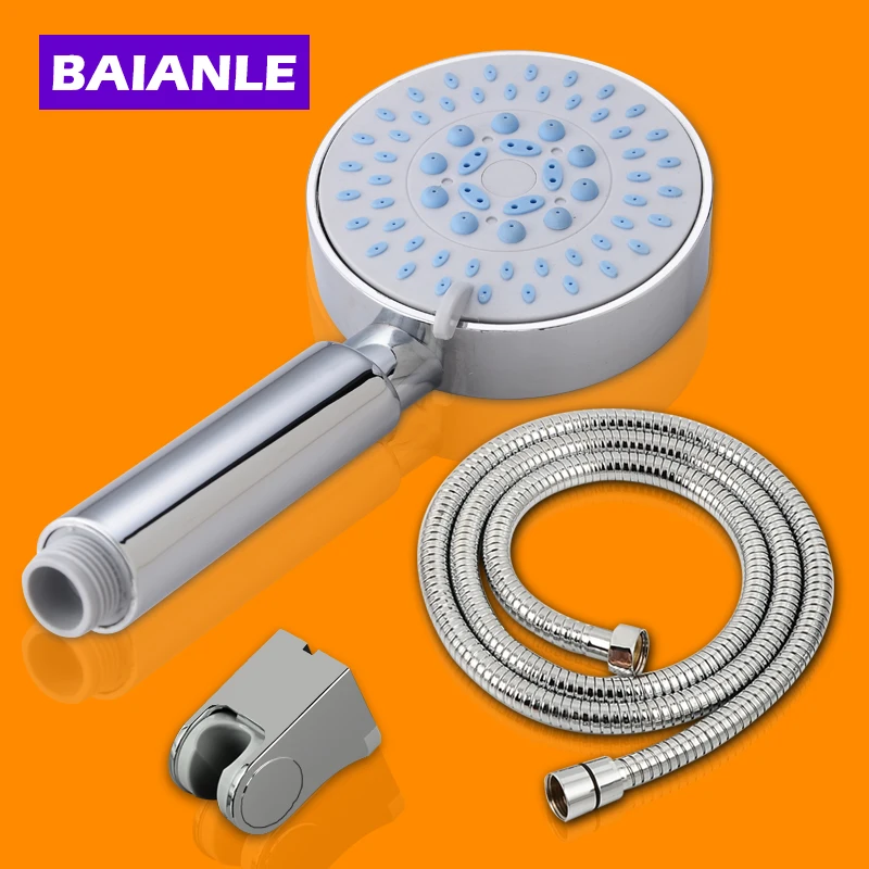 

Free shipping Water Saving Shower Head Set ABS Plastic Chrome Hand Bathroom Shower with Holder and Hose Douche