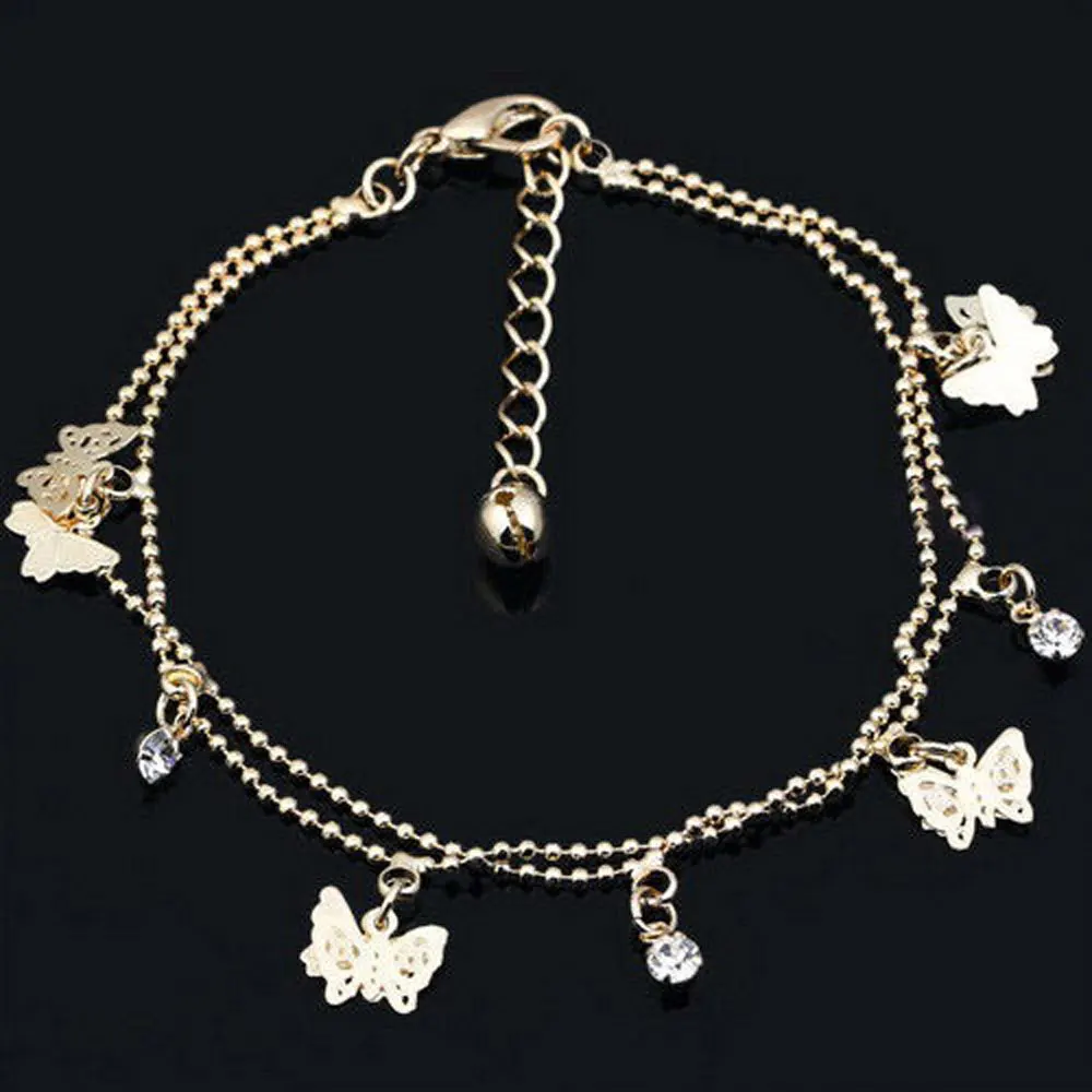 

Hot Bohemia Butterfly Charm Anklets for Women Girls 2019 New Sexy Summer Foot Chain Beach Anklet Golor Crystal Ankle Bracelets