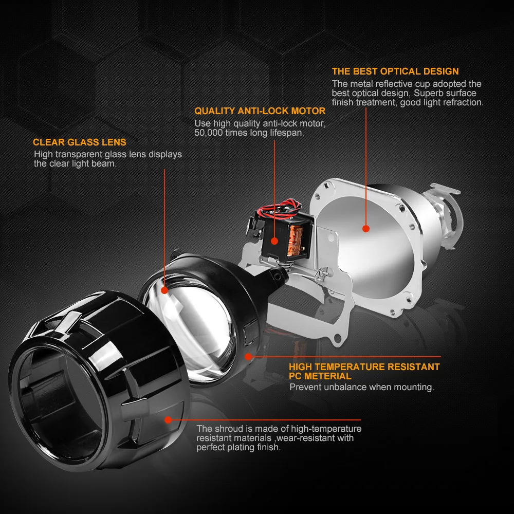 1 шт. 2,5 дюймов Мини HID Биксеноновая линза проектора серебристого и черного цвета Shroud H7 H4 адаптер лампа для модифицированной автомобильной фары использовать ксеноновые лампы H1