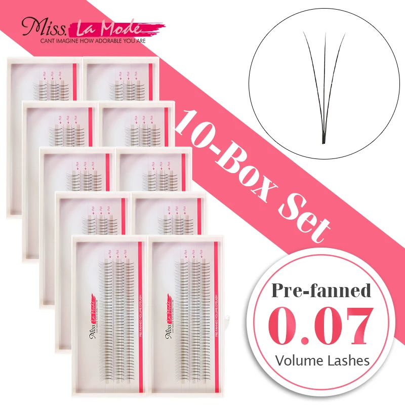 

0.07mm fancy eyelashes 10pcs/lot 3D Pre-fanned Volume Eyelash Semi-permanent Premade Cluster Eyelash Extension