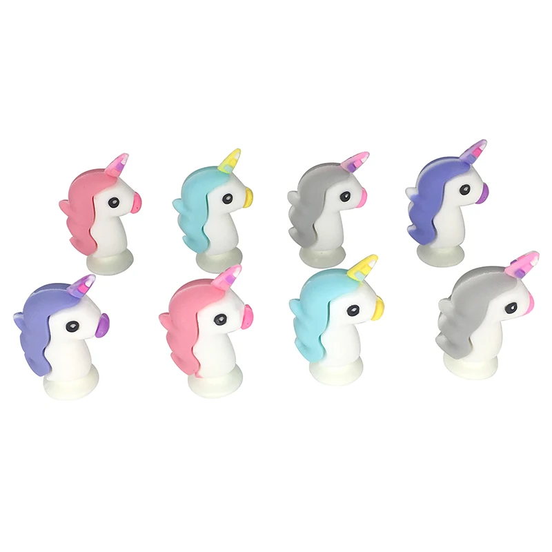New Arrival 4pcs/lot Bring Lucky Unicorn Mini Sucker Cup Funny Creative Toy Kids Pencil Topper Decor Model Gifts Capsule Toys