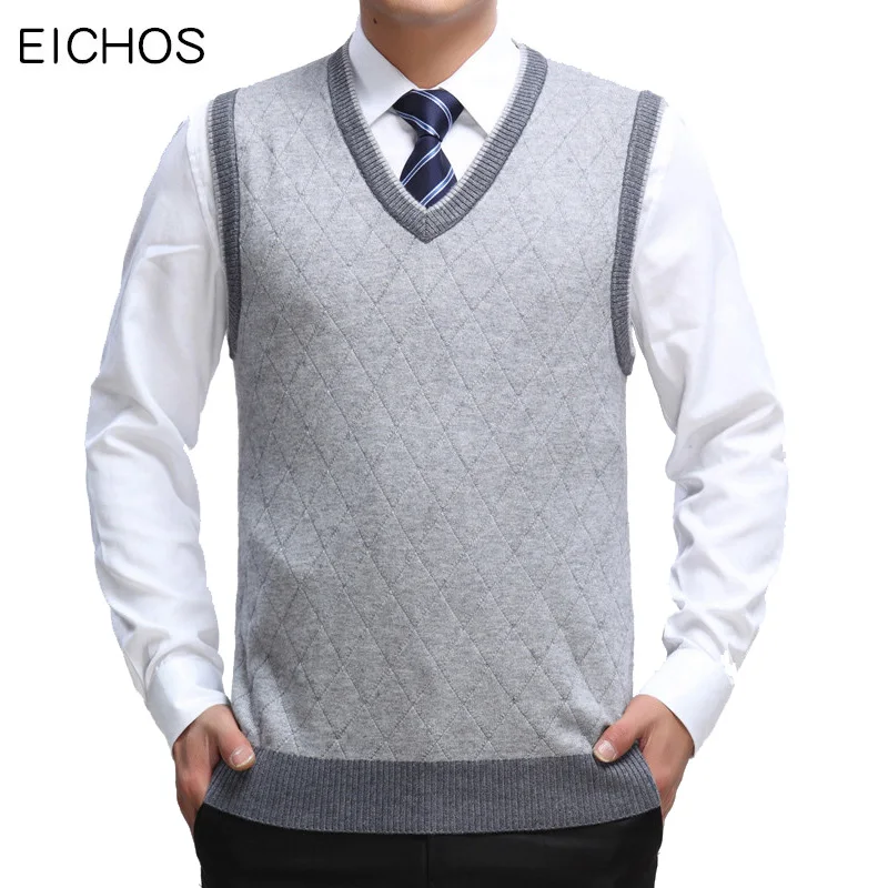 EICHOS Mens Sleeveless Pullover Fashion Plaid Jumper