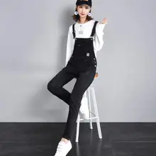 Джинсовые комбинезоны для женщин Весна и Осень новинка года Свободные Большой размеры подтяжки для повседневное студент