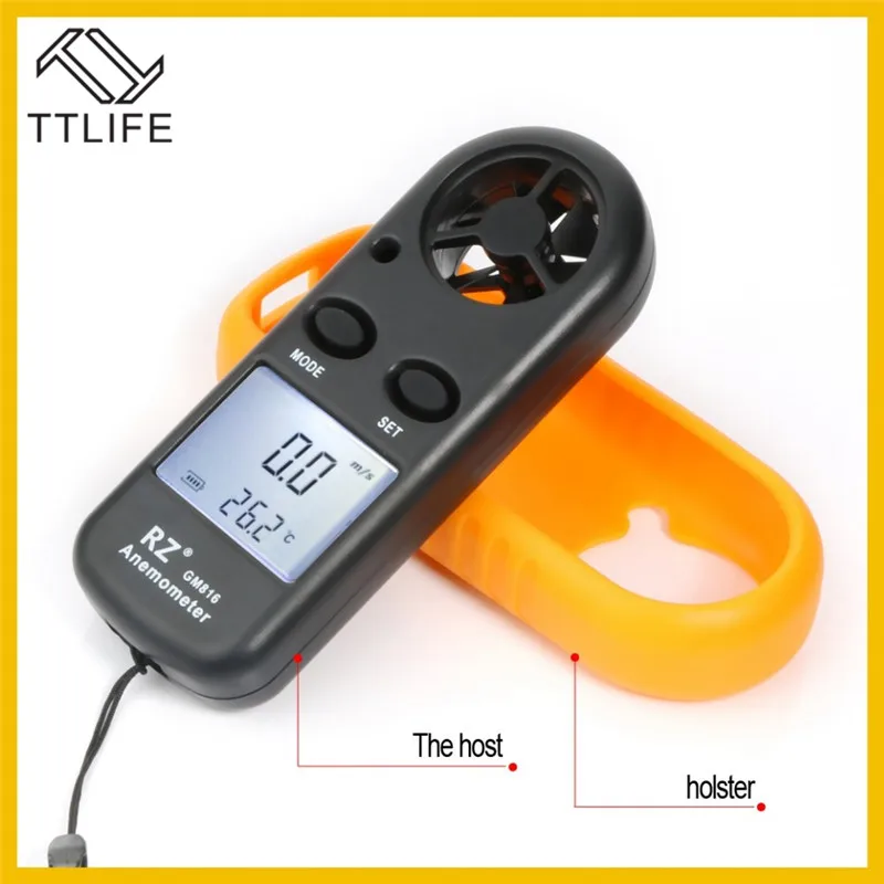 

TTLIFE RZ 818 Portable Anemometer Anemometro Thermometer GM816 Wind Speed Gauge Meter Windmeter 30m/s LCD Digital Handheld Tool