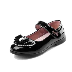 Обувь для девочек для маленькой принцессы Обувь кожаная для девочек Детская сердце лук-узел узор производительность Молодежная обувь для