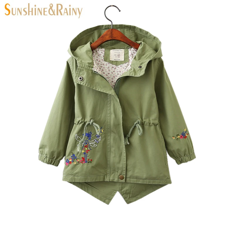 

Sunshine & Rainy Flower Embroidered Jackets For Girls Hooded Baby Girl Windbreaker Girls Jacket And Coat Spring Kids Outerwear