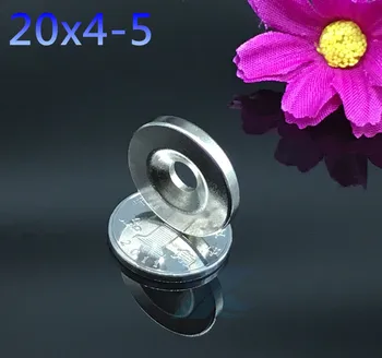 

Neodymium magnet 20x4 hole 5mm 10pcs Rare Earth Strong small Round Ring permanent Magnetic fridge Electromagnet 20*4 mm disc