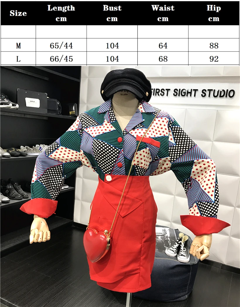 Fashion Autumn Runway Designer Women Two Piece Set Polka Dot Printing Shirts Tops And Slim Package Hip Skirt Clothing Sets SL462