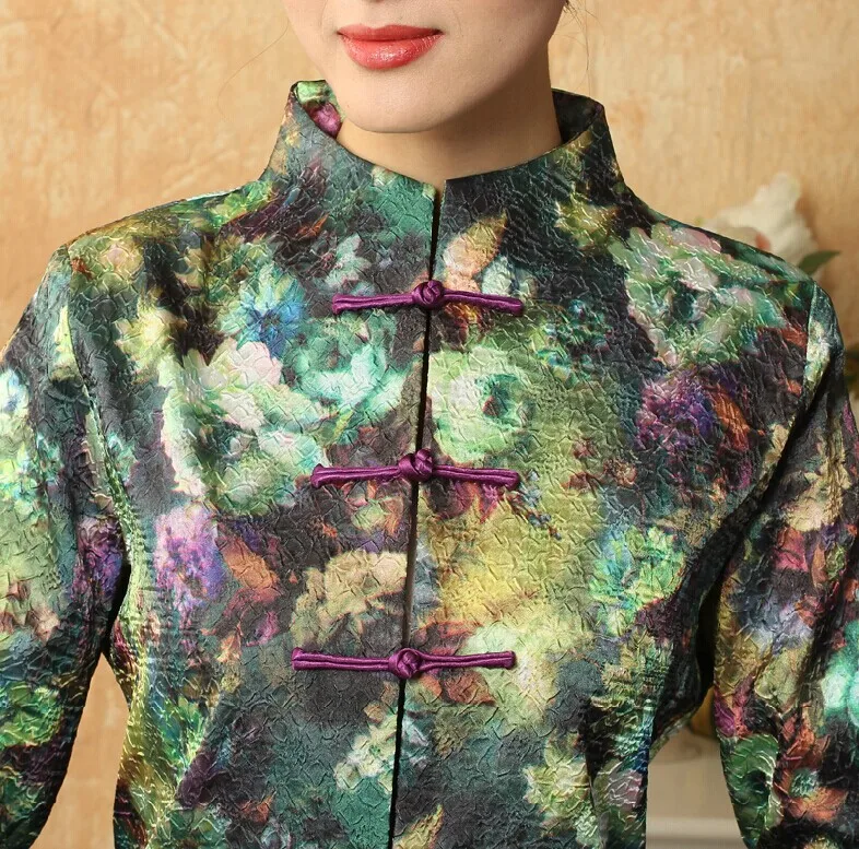 Модное Повседневное платье Новинка весна осень Традиционный китайский стиль Тренч женский зеленый MN0088