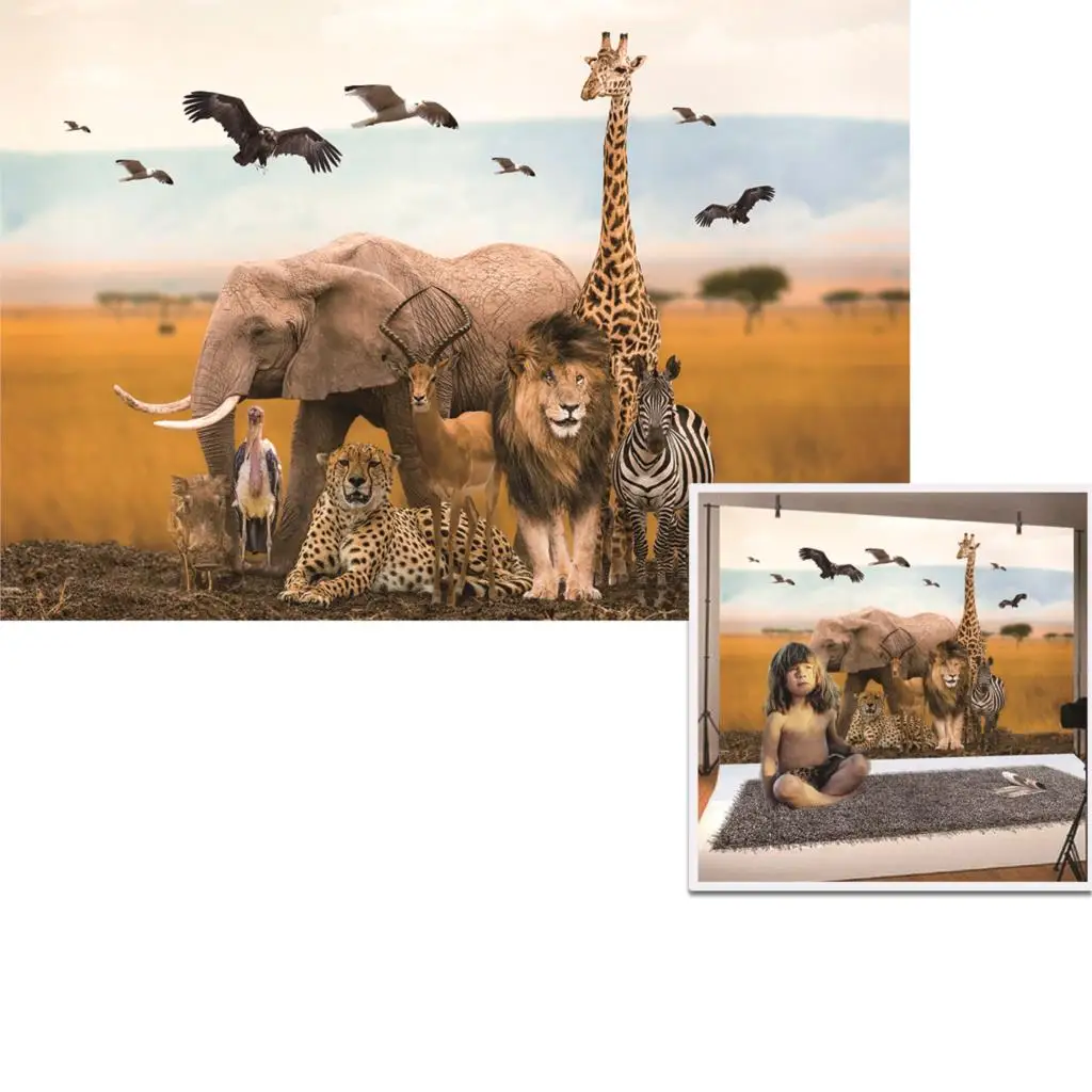 Jungle Safari Backdrop for African Desert First Birthday Party Photography Banner Background Children Photo Booth Shoot W-2039 |