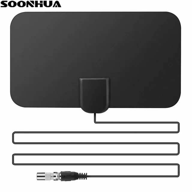 soonhua 25db high gain indoor digital tv antenna 50 miles boostersoonhua 25db high gain indoor digital tv antenna 50 miles booster active aerial receiver hd flat design us plug for hdtv dtv box