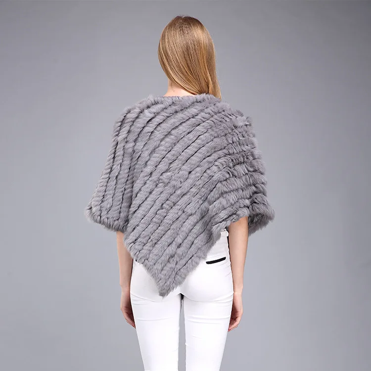  Winter Warm Shawl Poncho For Women Knitted Real Rabbit Fur Shouder Pashmina Capes Lady Natural Fur Wraps (14)