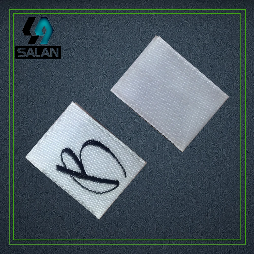 Customized clothing labels custom center fold damask woven garment labels for clothes fabric ...