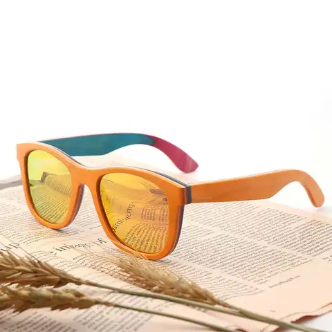 Berwer de Designer da Marca Óculos de Sol Polarizados dos Homens para Mulheres em Camadas de Madeira do Skate de Madeira Novos Óculos Madeira Retro Vintage de