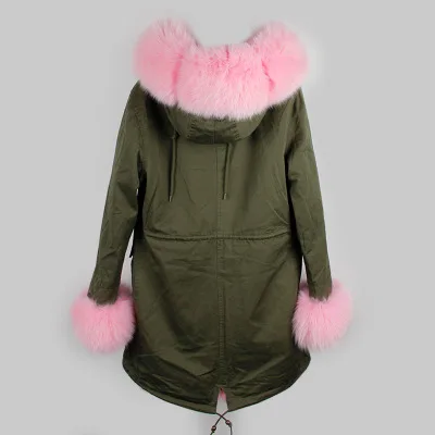 8 OFTBUY, парка, шуба,, Длинная зимняя куртка для женщин, большой натуральный меховой воротник, натуральный мех кролика, толстая теплая меховая подкладка, парки, верхняя одежда - Цвет: 8