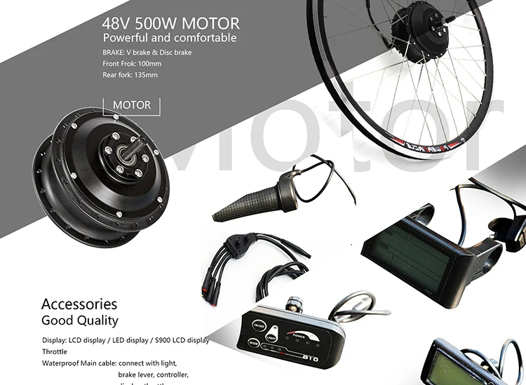 Top Free Shipping Ebike Kit 48V 500W Wheel Motor for Bicycle 26 700C Electric Bike Conversion Kit with Battery 48V Bicycle Kit Ebike 2