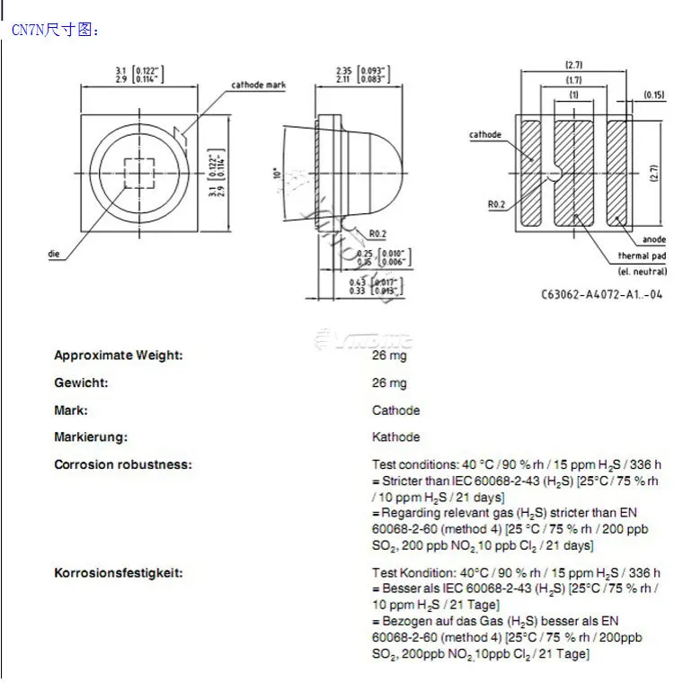 10 шт. Osram 3030 CN7N/CNAP/CPDP/CQDP/CR7P/S5 3 Вт светодиодный излучатель лампа светильник Холодный White5000-6500K светодиодный с 20 мм PCB радиатор