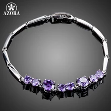Azora элегантное высококачественное 8 шт. круглый фиолетовый кубический циркониевый браслет TS0089