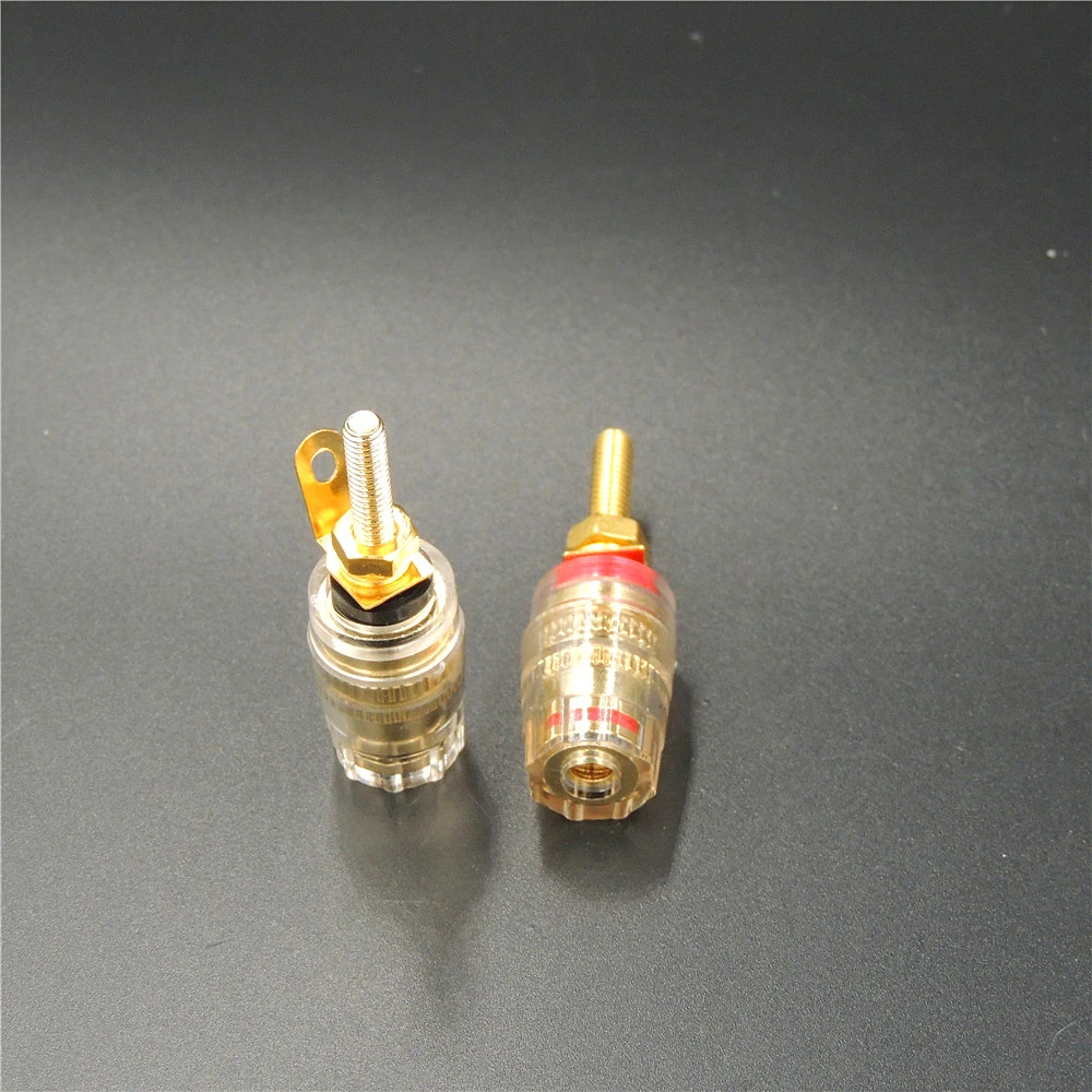 4Pcs Brass 4MM Speaker Amplifier Terminal Binding Post Banana Plug Socket Connector Long Thread adapter Red and Black | Обустройство