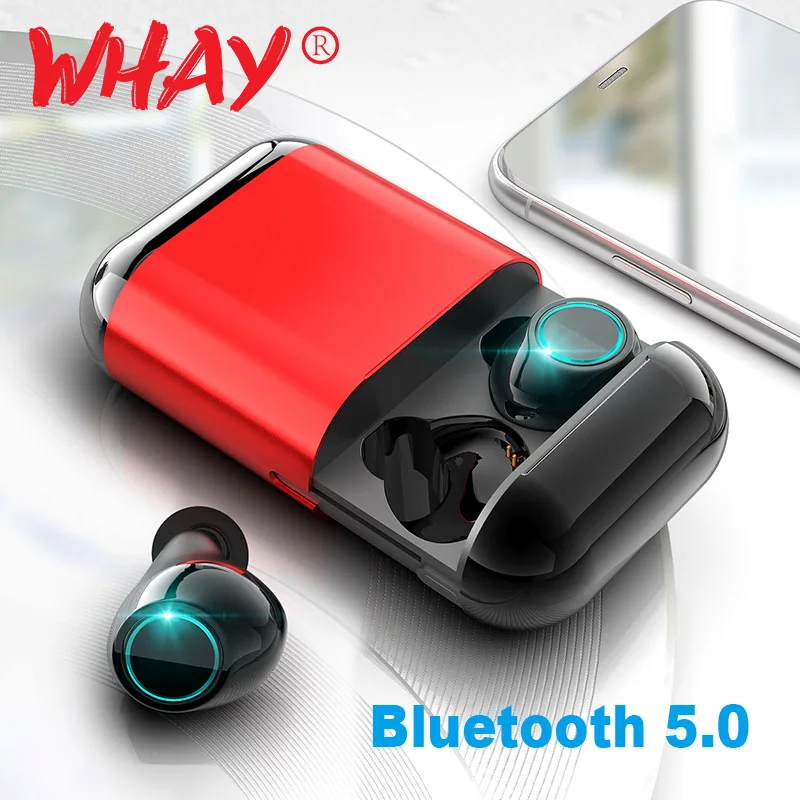

WHaY Bluetooth Earphone Wireless TWS Headphones HD Stereo Bluetooth Headset with Mic and Charging Box for Phone Xiaomi Earphones
