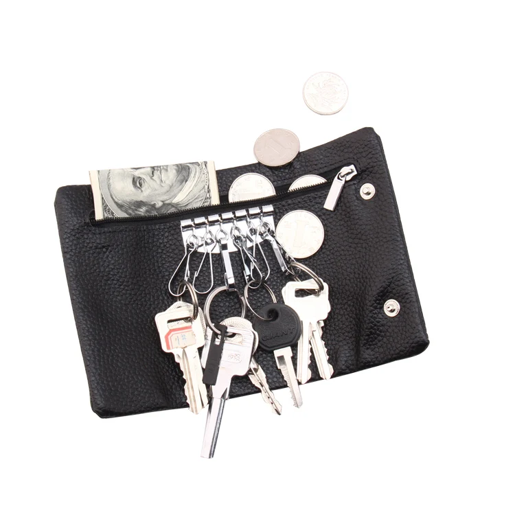 

Mens Cowhide Genuine Leather Car Keys Holder Wallets Housekeeper Organizer Keychain Covers Case Bag Pouch Purse Small Wallet