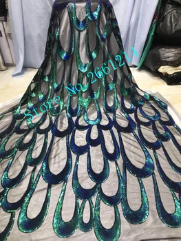 

5yard/lot sequins french tull sequins fabric BZL-16506 embroidered tulle fabric high quality for evening dress