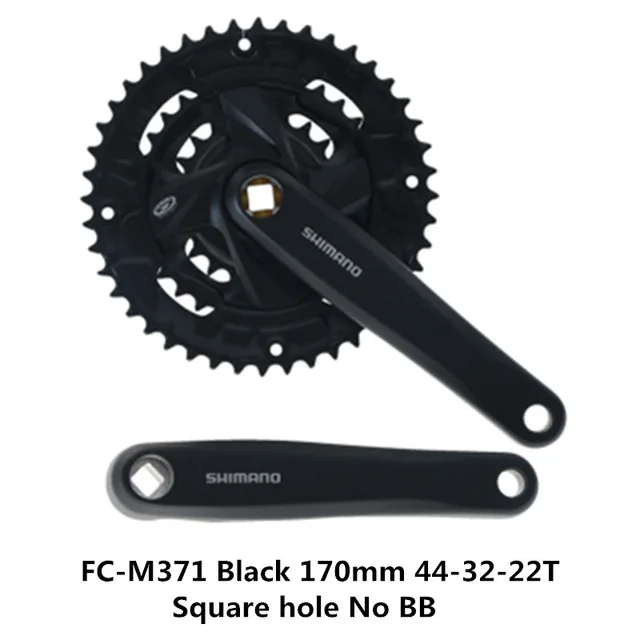 Абсолютно подлинный SHIMANO FC-M371/FC-M391 горный велосипед квадратное отверстие/spline Звездочка 9/27 скорость 170 мм 44-32-22T шатун - Цвет: FC-M371 Black NO BB