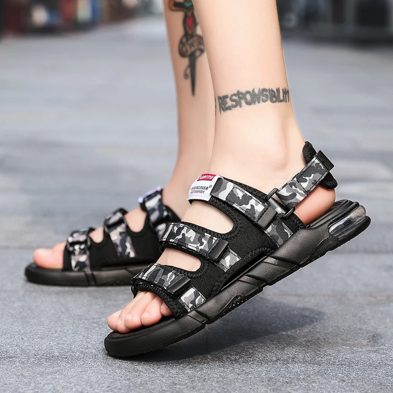 

Slide Sandals for Men Camouflage Gray Lightweight Sandal Fashion Slides Size 11 Air Cushioning Designer Sandals Mens Black Shoes