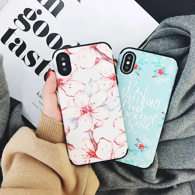 Boucho Fresh Girly Floral Case For iPhone X Cover Silicone Shell Soft TPU 6 6S 7 Plus 8 Fashion Matte |