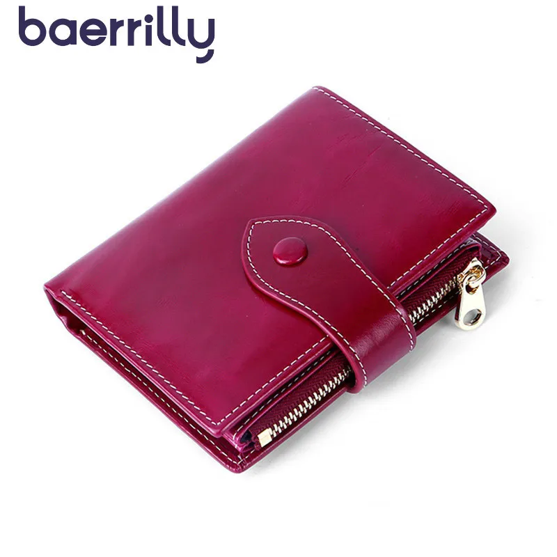 

Cowhide Oil Wax Leather Womens Wallets And Purses Money Pocket Women Small Bags Clutch Bags Rfid Card Holder Coin Purse Girl