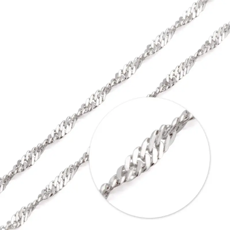 

New 18INCH 18K White Gold Necklace 0.6mm Special Singapore Link Chain / 0.8-1.1g