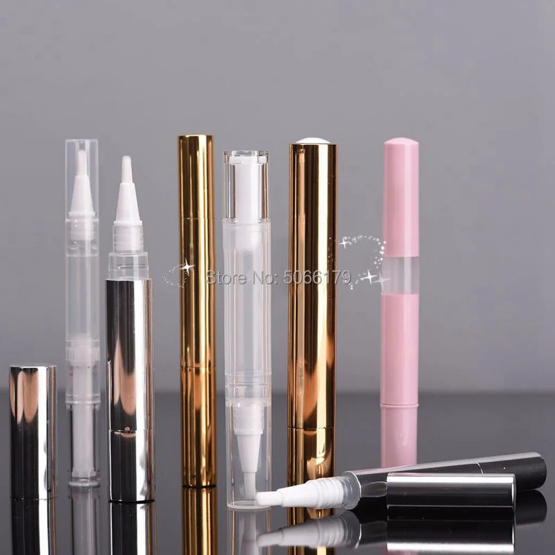 

3ML5ML Empty Nail Oil Pen with Brush Applicator,Cosmetic Lip Gloss Tube, Pink/White/Gold/Silver Concealer Bottle,Foundation Tube