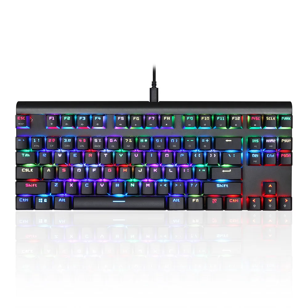 MOTOSPEED CK101 NKRO механическая клавиатура с RGB подсветкой 87 клавиш светодиодный мигающий светильник с подсветкой эргономичная игровая