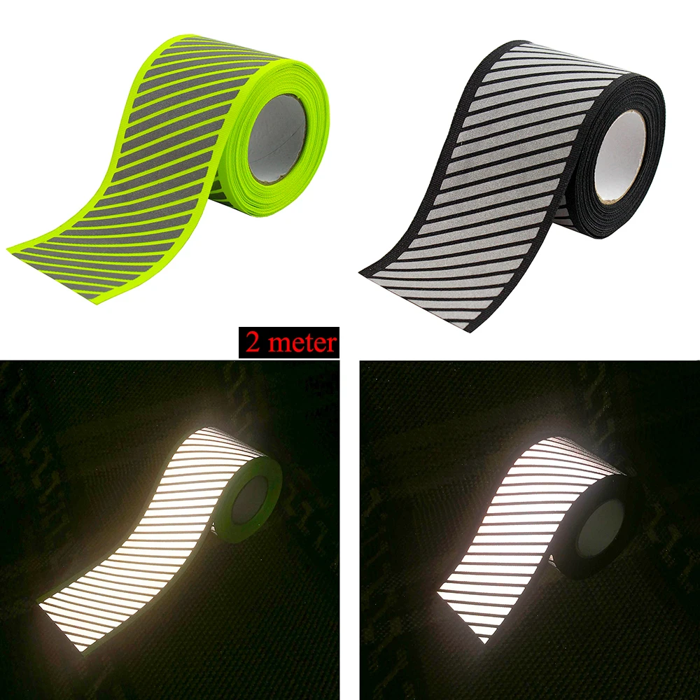 

Silver Reflective Stripe Fabric Webbing Ribbon Trim Warning Tape For Clothing DIY Sew on 2meter