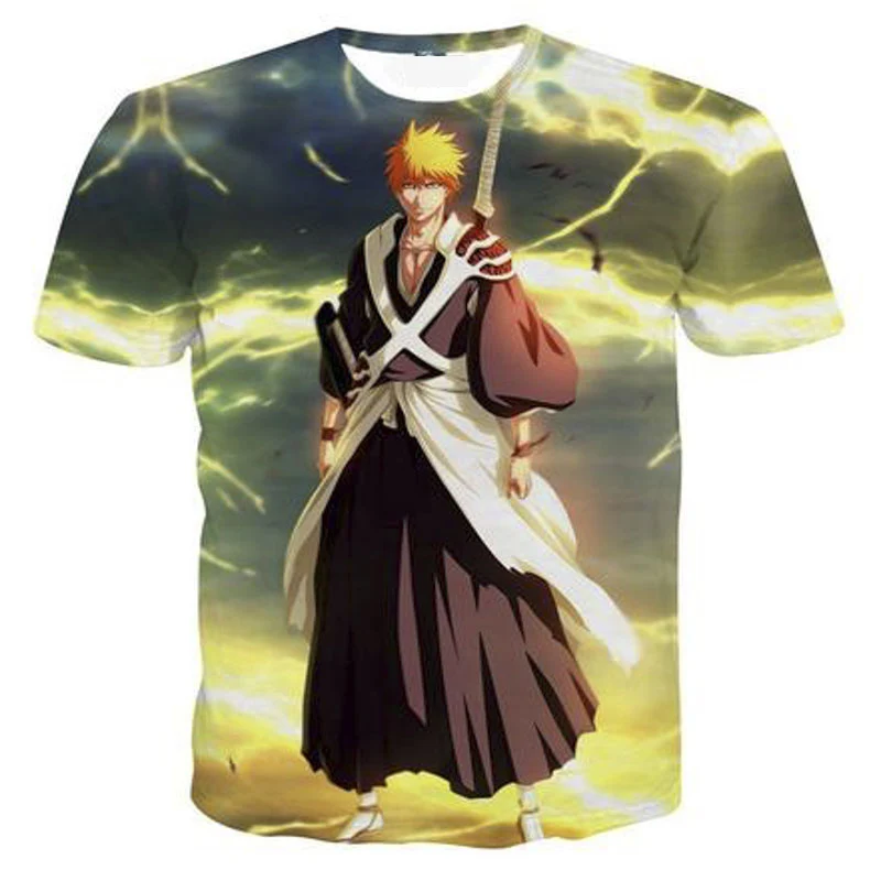 BT-012 Bleach, футболка, аниме, футболки для мужчин и женщин, 3D принт, Gintama BLEACH, футболки, летняя футболка, мультяшный дизайн, футболки, модная уличная одежда, топы - Цвет: BT-012