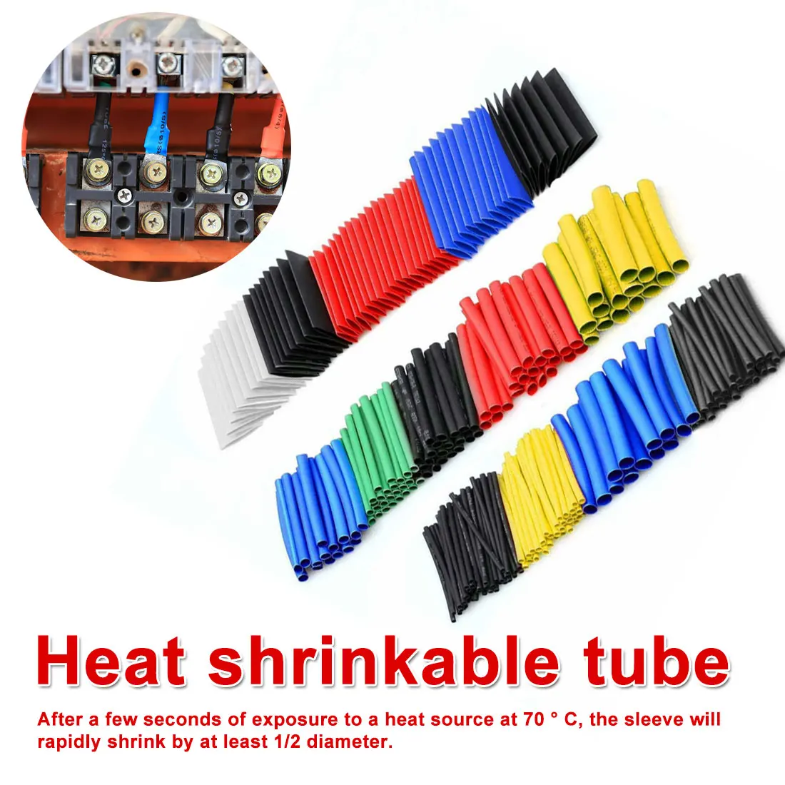 

Electronic Polyolefin Ratio 2:1 Wrap Wire Cable Sleeve Kit Heat Shrink Tubing Insulation Shrinkable Tube Assortment 580pcs/set