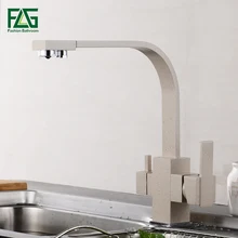 FLG Black Square kitchen Faucet for kitchen Brass 360 Degree Rotation Faucets Filter Water Mixer Tap Crane For Kitchen 573-33