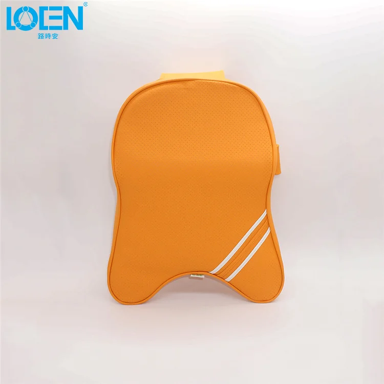 1* 3D подушка для шеи из искусственной кожи с эффектом памяти, супер мягкая подушка для шеи с эффектом памяти, чехол для автомобильного сиденья, подушка для подголовника, тканевая подушка - Название цвета: Yellow PU cover