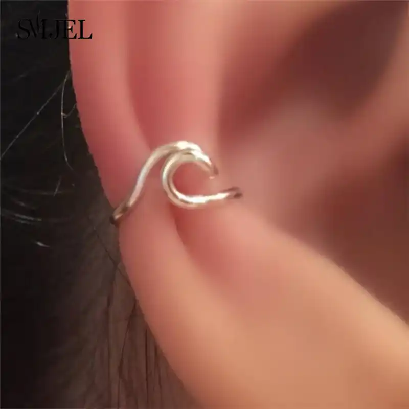Smjel Punk Wave Ear Cuff Cartilage Earrings Women Boho Smjel Punk Wave Ear Cuff Cartilage