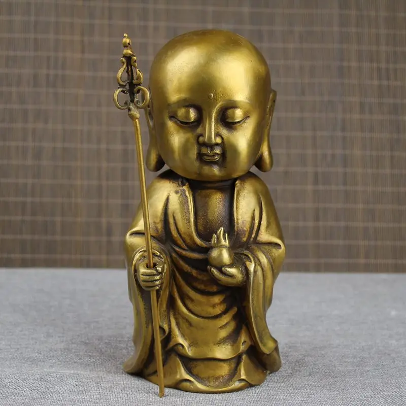 

8 Tibet Buddhism Brass Netherworld Leader Ksitigarbha Boddhisattva Buddha Statue Decoration Crafts