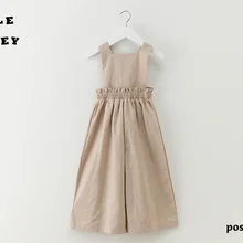 Girls Causal Overalls Khaki Solid Clothing for Kids Girl Elegant Pants Jumpsuit Baby Girl Spring New Sleeveless Clothes