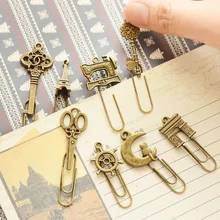 10 Piece/lot Cute Metal Bookmark Vintage Key Bookmarks Paper Clip For Book Stationery Free Shipping School Office Book Marks