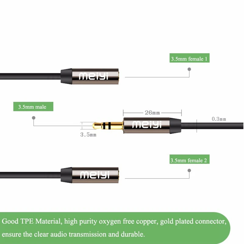 MEIYI 3.5 mm Jack Aux Audio Cable 1 Male to 2 Female Headphone Splitter Y Extension Cable for Car Phone Tablet Audio Cable MEIYI 3.5 mm Jack Aux Audio Cable 1 Male to 2 Female Headphone Splitter Y Extension Cable for Car Phone Tablet Audio Cable