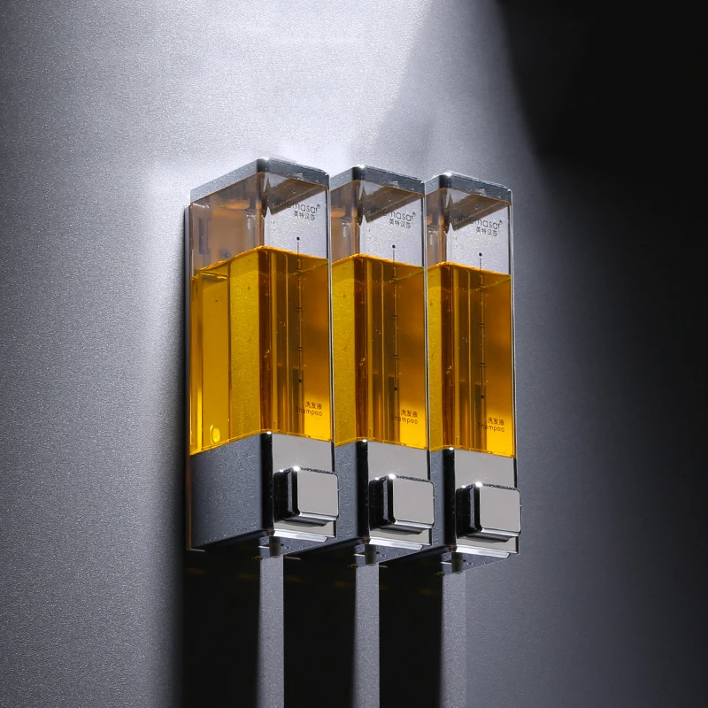 

250ml Wall Mount Transparent body plating bottom Square Liquid Soap Dispenser Shower Soap Bottle with a Lock for Bathroom