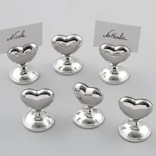 Дизайн с сердечком Chrome место визитницы Свадебные Украшение стола сувениры